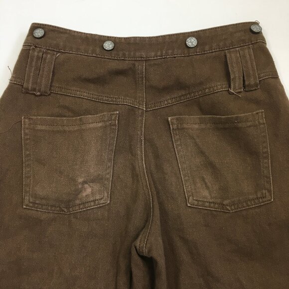 AELFRIC EDEN Brown Logo Hardware Wide Leg Denim jeans - Picture 8 of 12